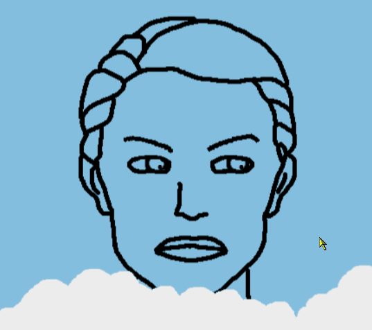 loop of a face being calmed by clouds
